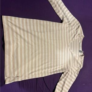 Josephine Chaus Beige and White Striped Top